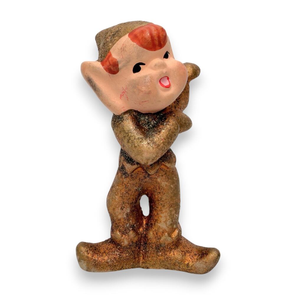 vintage mid-century ceramic elf pixie figurine Japan Mid Century 50's Christmas